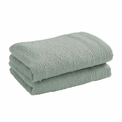 Bath towels - Set of 2 100% Cotton Terry Guest Towels "Spa" 30 x 50 cm Celadon - COTON PUR