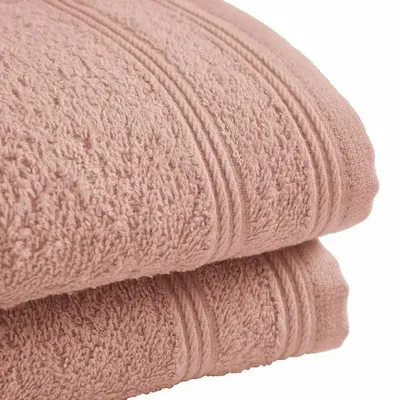 Bath towels - Set of 2 100% Cotton Terry Guest Towels "Spa" 30 x 50 cm Blush - COTON PUR