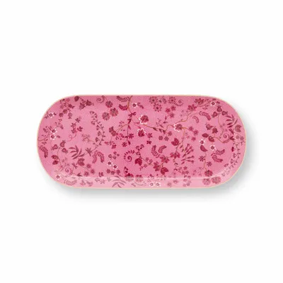 Plats et saladiers - Plat cake Jolie Fleurs Rose - 33,3x15,5cm - PIP STUDIO