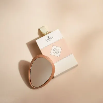 Cosmétiques - Miroir de sac en bois + pochette coton - BACHCA