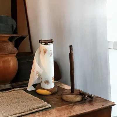 Ustensiles de cuisine - Porte-papier Luis — Bois de sheesham fait main — Écologique — Élégant - MAISON ZOE