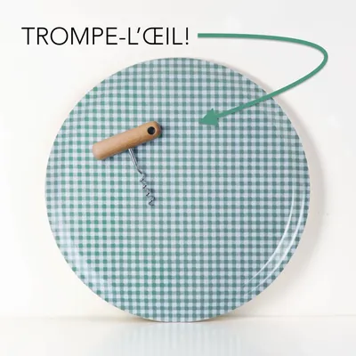 Kitchen utensils - Round wooden serving tray - Trompe l'oeil corkscrew 38 cm - MONBOPLATO