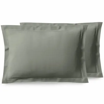 Linge de lit - Taie d'oreiller Percale 50 x 70 cm Pur Coton Peigné Longues Fibres 80 Fils/cm² Ardoise - COTON PUR