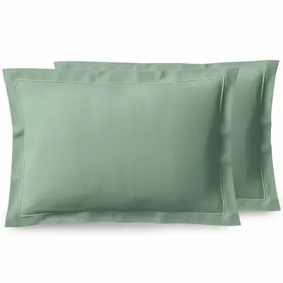 Linge de lit - Taie d'oreiller Percale 50 x 70 cm Pur Coton Peigné Longues Fibres 80 Fils/cm² Celadon - COTON PUR