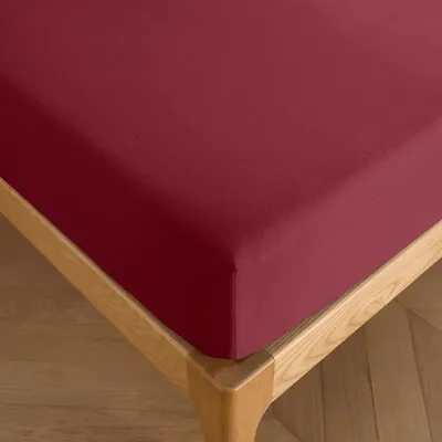 Linge de lit - Drap housse 100% Coton 160 x 200 cm Grenat - COTON PUR