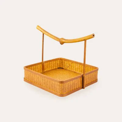 Kitchens furniture - Handmade Bamboo Portable Square Storage Basket - THE ZHAI