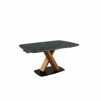 Dining Tables - Oval extending dining table with porcelain marble and walnut barrel - ANGEL CERDÁ