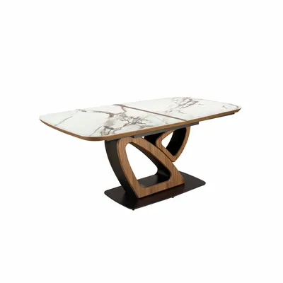 Dining Tables - Oval extending dining table with porcelain marble and walnut barrel - ANGEL CERDÁ