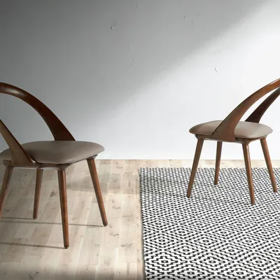 Chaises - Chaise de table à manger structure courbée en noyer - ANGEL CERDÁ