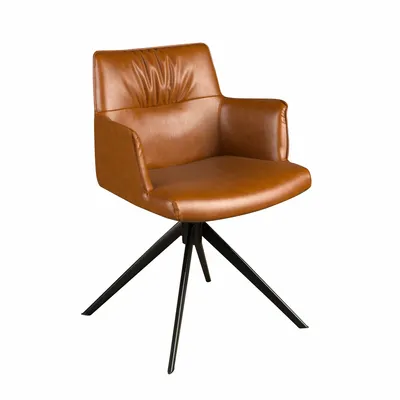 Chaises - Chaise pivotante en simili-cuir marron cognac - ANGEL CERDÁ