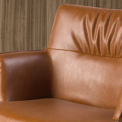 Chaises - Chaise pivotante en similicuir marron cognac - ANGEL CERDÁ