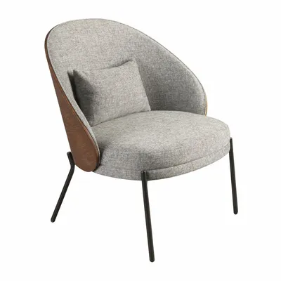 Armchairs - Armchair in grey and walnut fabric - ANGEL CERDÁ