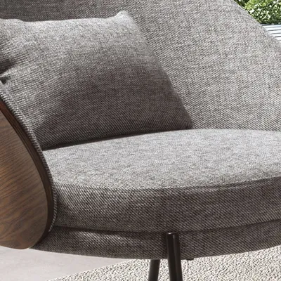 Fauteuils - Fauteuil en tissu gris et noyer - ANGEL CERDÁ
