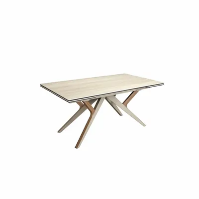 Dining Tables - Rectangular extending dining table in porcelain marble, metallic sand - ANGEL CERDÁ
