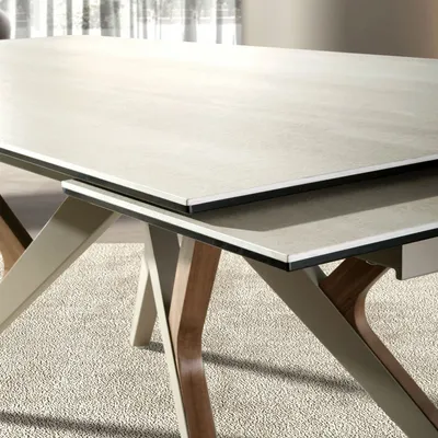 Tables Salle à Manger - Table de salle à manger rectangulaire à rallonge en marbre porcelaine, - ANGEL CERDÁ