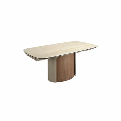 Dining Tables - Rectangular extending dining table in porcelain marble, metallic sand - ANGEL CERDÁ
