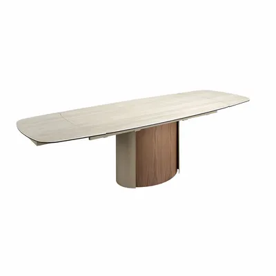 Dining Tables - Rectangular extending dining table in porcelain marble, metallic sand - ANGEL CERDÁ