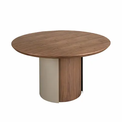 Dining Tables - Round dining table walnut and metallic sand steel - ANGEL CERDÁ