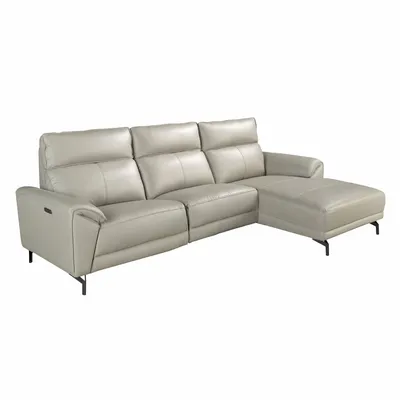 Sofas - Right chaise longue relax sofa grey leather - ANGEL CERDÁ