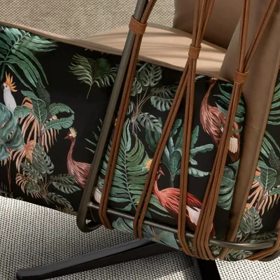 Fauteuils - Fauteuil pivotant en cuir et tissu marron imprimé - ANGEL CERDÁ