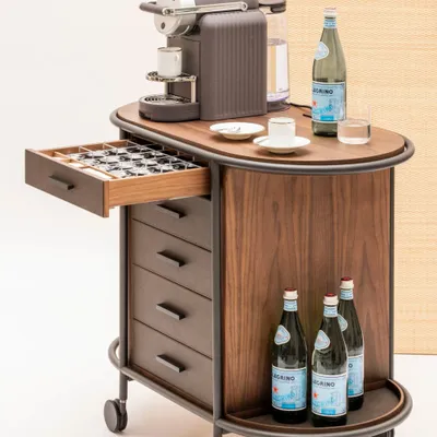 Restaurant trolleys - ARCADE WOOD COFFEE AND TEA CART OVAL - GIOBAGNARA