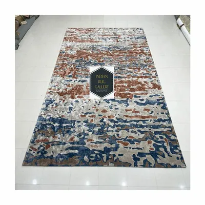 Rugs - HTR 106,Abstract Design High Quality Silk Handtufted Project Rugs Mat - INDIAN RUG GALLERY
