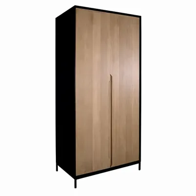 Wardrobe - Orman Solidwood Wardrobe with Black Color Sides and Top - ALANKARAM