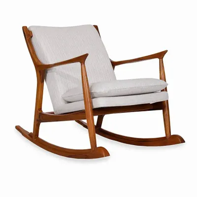 Chairs - Ruru - Lounge Chair with Off White Fabric - ALANKARAM