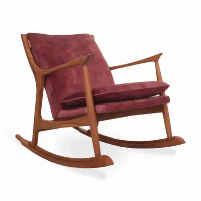 Chaises - Ruru - Fauteuil Lounge en Tissu Rouge - ALANKARAM