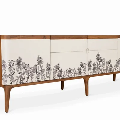 Cutlery set - Finura - Teakwood Storage Unit with White Hand Painted Fronts - ALANKARAM