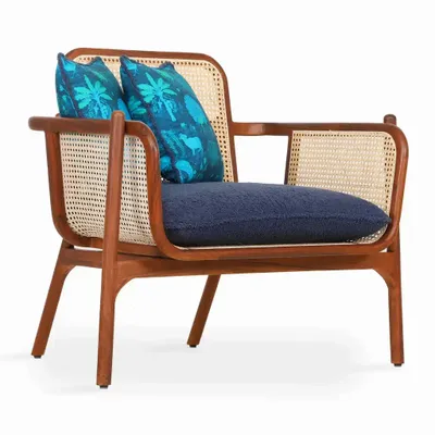 Chairs - Bango - Lounge Chair With Rattan - ALANKARAM