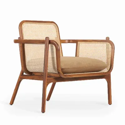 Chairs - Bango - Lounge Chair With Rattan - ALANKARAM