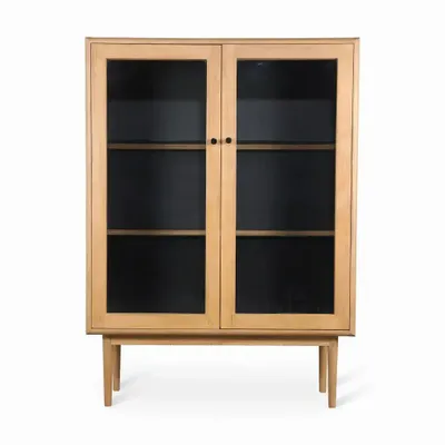 Bookshelves - Cisty Solidwood Storage Unit with Glass - ALANKARAM