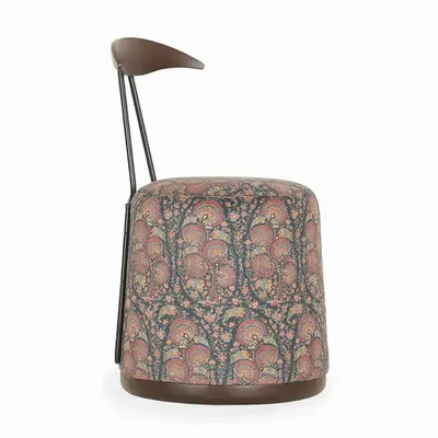 Chaises - Credu - Pouf-chaise en bois massif avec tissu imprimé - ALANKARAM