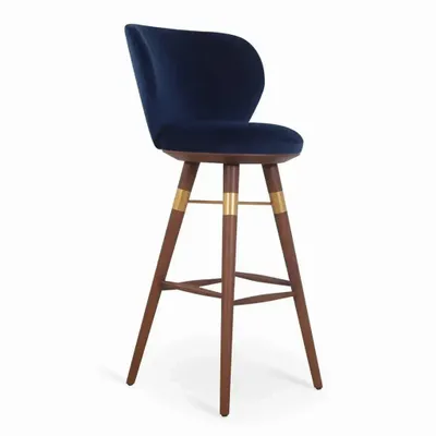 Chairs - Bhrami - Wooden High Chair with Golden PU - ALANKARAM