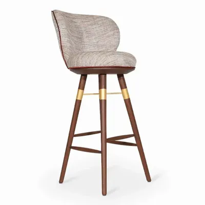 Chairs - Bhrami - Wooden High Chair with Golden PU - ALANKARAM