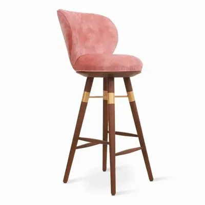 Chairs - Bhrami - Wooden High Chair with Golden PU - ALANKARAM