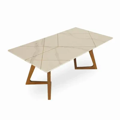 Dining Tables - Betona - Brass inlay stone top - ALANKARAM