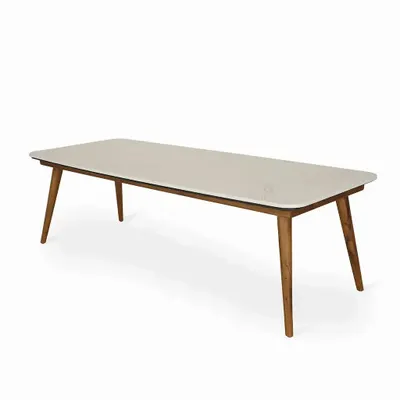 Dining Tables - Ambu - Teakwood Dining Table with Stone top - ALANKARAM