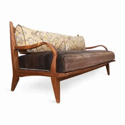 Sofas - Araal - Three Seater Teakwood Sofa - ALANKARAM