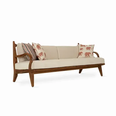 Sofas - Araal Three Seater Teakwood Sofa - ALANKARAM