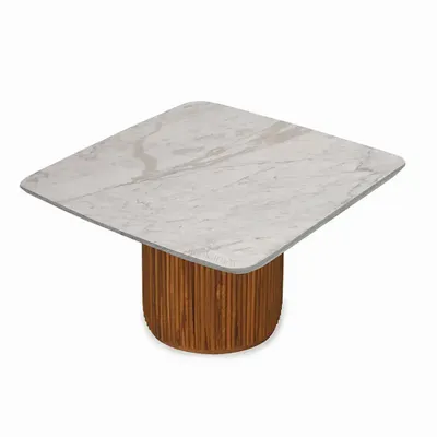 Bureaux - Aruna - Table de bureau ouverte en teck avec plateau en quartz - ALANKARAM