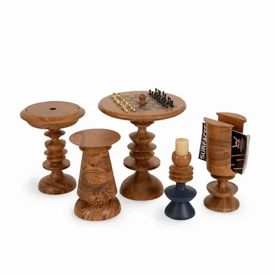 Tableaux - Atamai - Ensemble de table d'échecs en teck - ALANKARAM