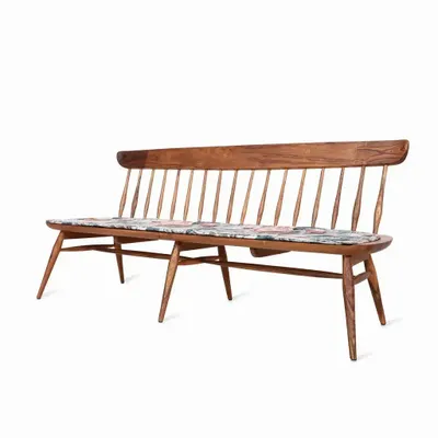 Bancs - Buyuk - Banc en teck avec tissu imprimé multicolore - ALANKARAM