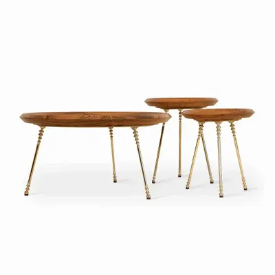 Autres tables  - Conico - Table gigogne en teck - ALANKARAM