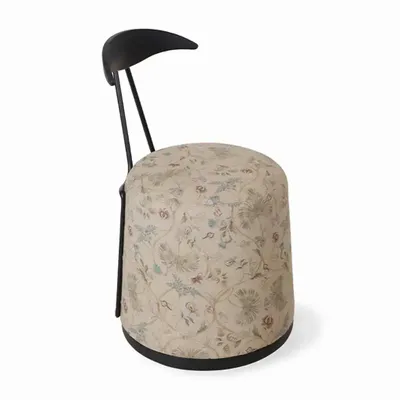 Chaises - Credu - Pouf-chaise en bois massif avec imprimé beige - ALANKARAM