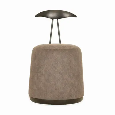 Chairs - Credu - Solidwood Pouffe Cum Chair with Grey Fabric - ALANKARAM