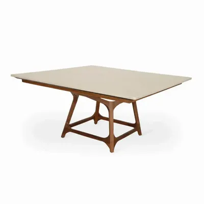Dining Tables - Dolgu - Teakwood Dining table with Stone Top - ALANKARAM