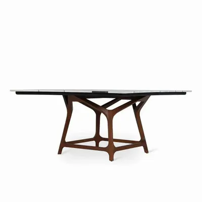 Dining Tables - Dolgu - Teakwood Dining table with Stone Top - ALANKARAM