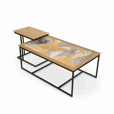 Other tables - Dualis - Center Table with Multicolor Artwork - ALANKARAM
